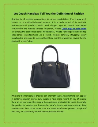 let coach handbag tell you the definition