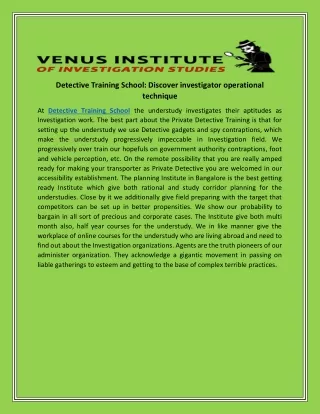 detective training school discover investigator