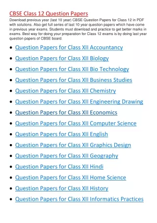 cbse class 12 question papers download previous