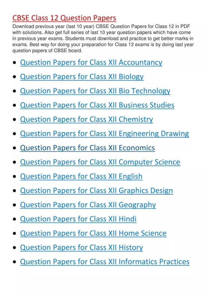 cbse class 12 question papers download previous