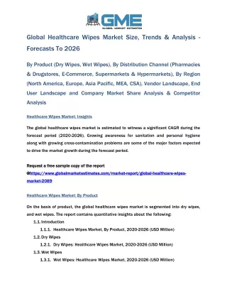 global healthcare wipes market size trends