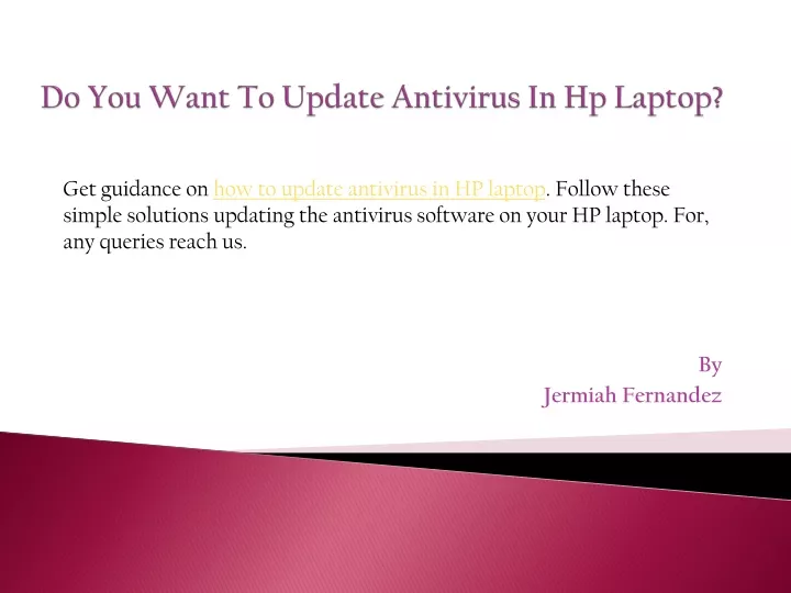 do you want to update antivirus in hp laptop