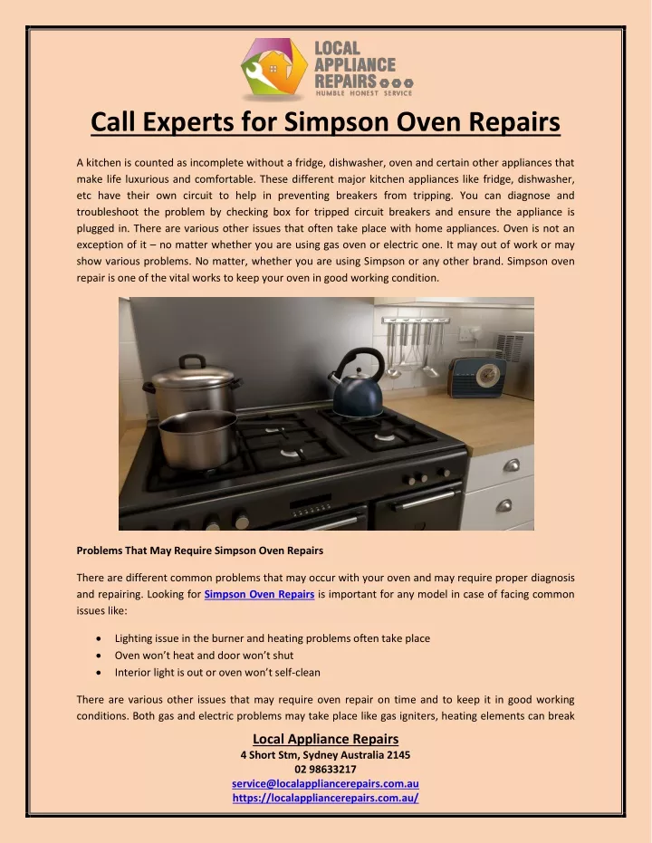 call experts for simpson oven repairs