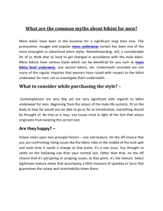 what are the common myths about bikini for men