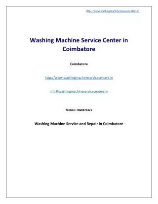 Washing Machine Service Center in Coimbatore