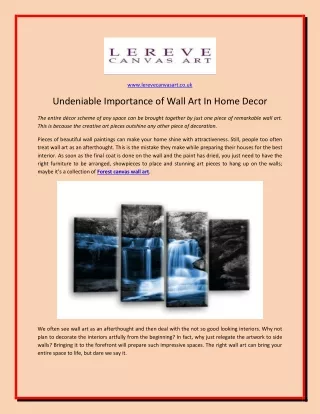 Undeniable Importance of Wall Art In Home Decor