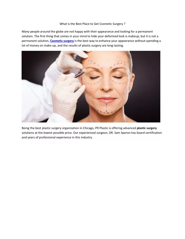 what is the best place to get cosmetic surgery