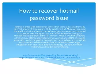 How to recover hotmail password issue