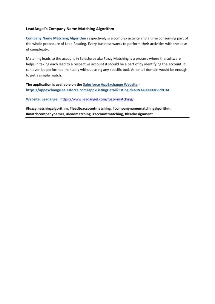 leadangel s company name matching algorithm