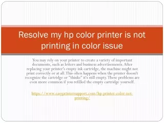 Resolve my hp color printer is not printing in color issue