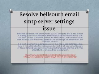 Resolve bellsouth email smtp server settings issue