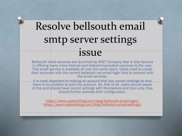 resolve bellsouth email smtp server settings issue