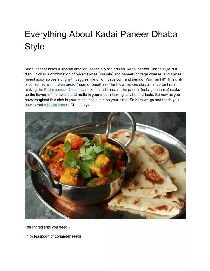 everything about kadai paneer dhaba style