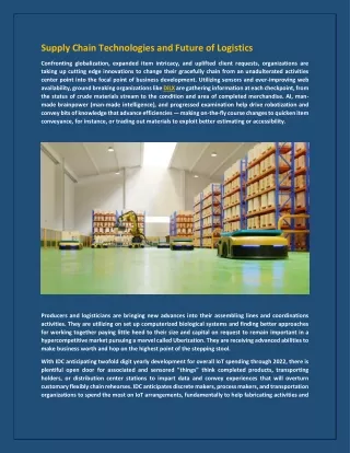 supply chain technologies and future of logistics