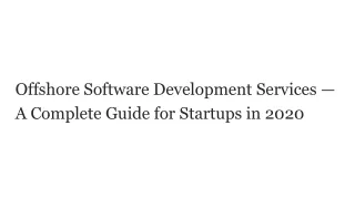 Offshore Software Development Services — A Complete Guide for Startups in 2020
