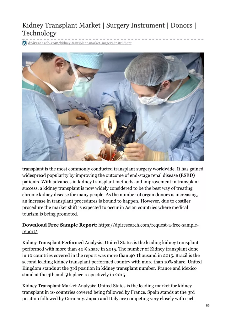 kidney transplant market surgery instrument