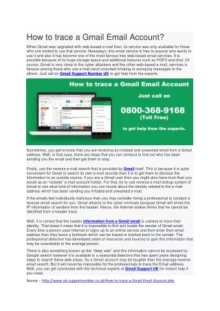 How to trace a Gmail Email Account?