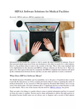 hipaa software solutions for medical facilities