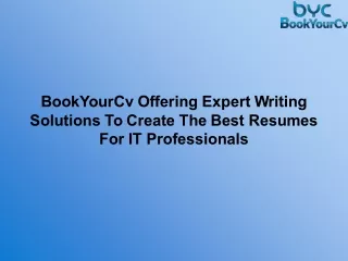 BookYourCv Offering Expert Writing Solutions To Create The Best Resumes For IT Professionals