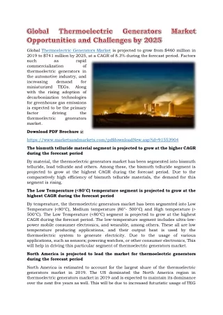 global thermoelectric generators market