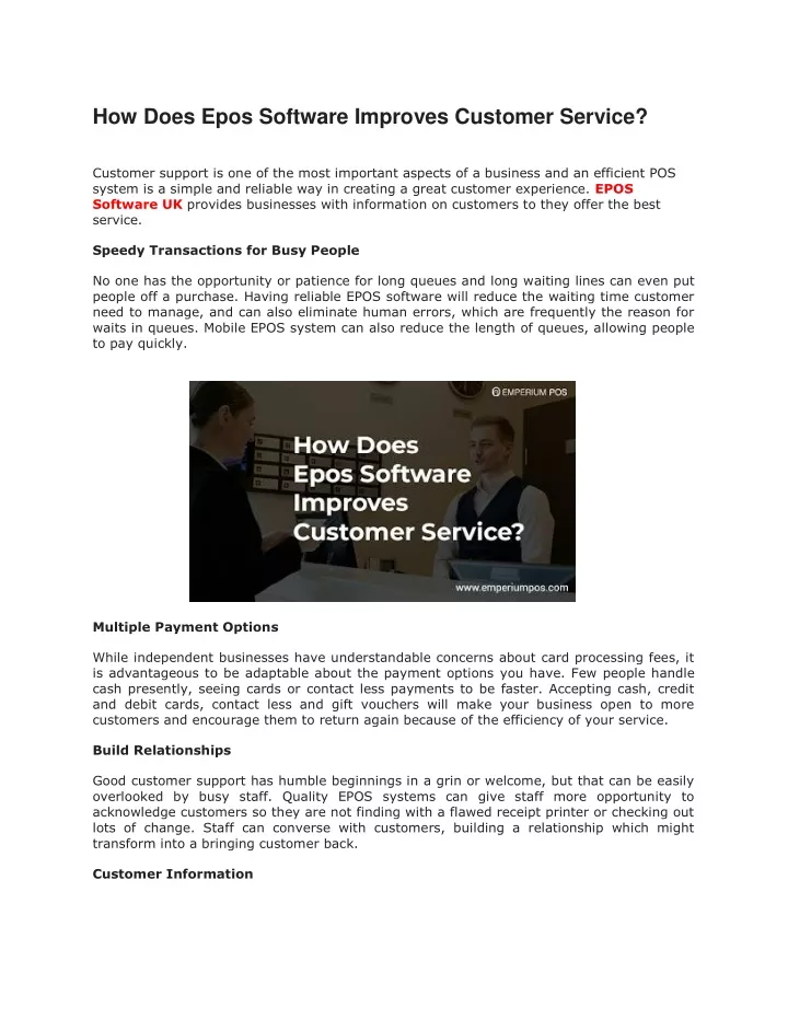 how does epos software improves customer service