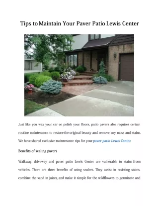 Tips to Maintain Your Paver Patio Lewis Center