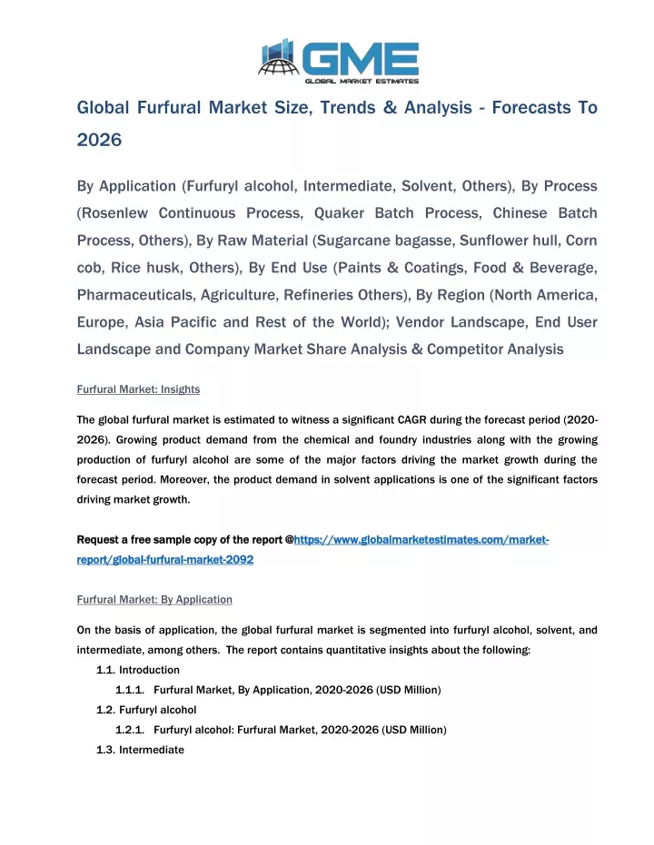 global furfural market size trends analysis