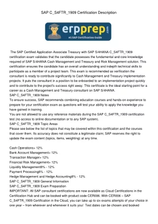sap c s4ftr 1909 certification description