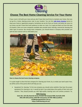 Choose The Best Home Cleaning Service For Your Home