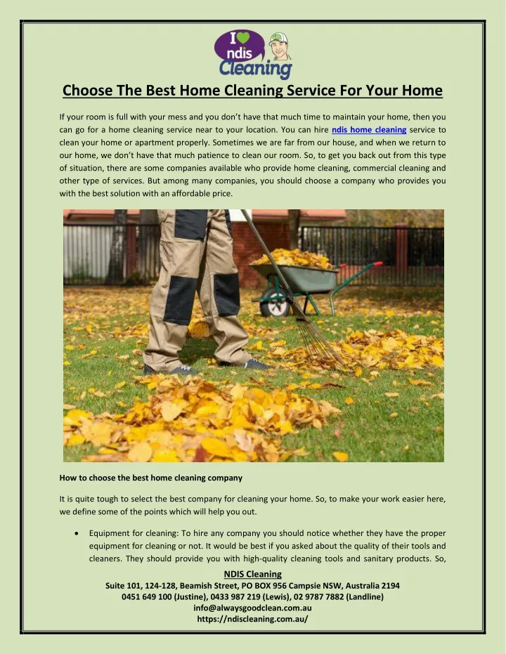 choose the best home cleaning service for your