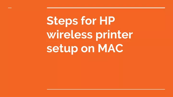 steps for hp wireless printer setup on mac
