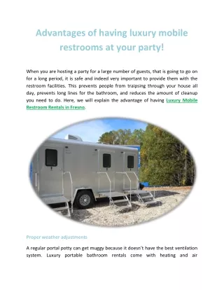 advantages of having luxury mobile restrooms
