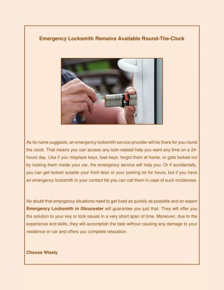 emergency locksmith remains available round