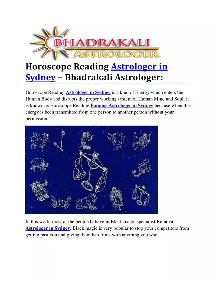 horoscope reading astrologer in sydney bhadrakali