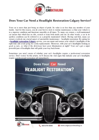 does your car need a headlight restoration