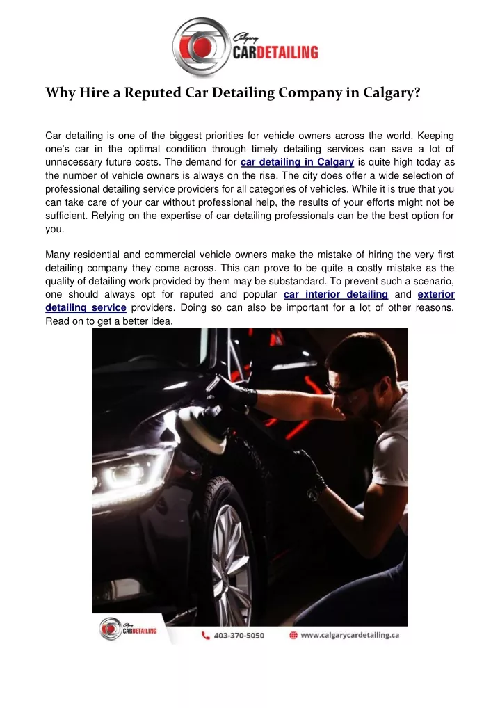 why hire a reputed car detailing company