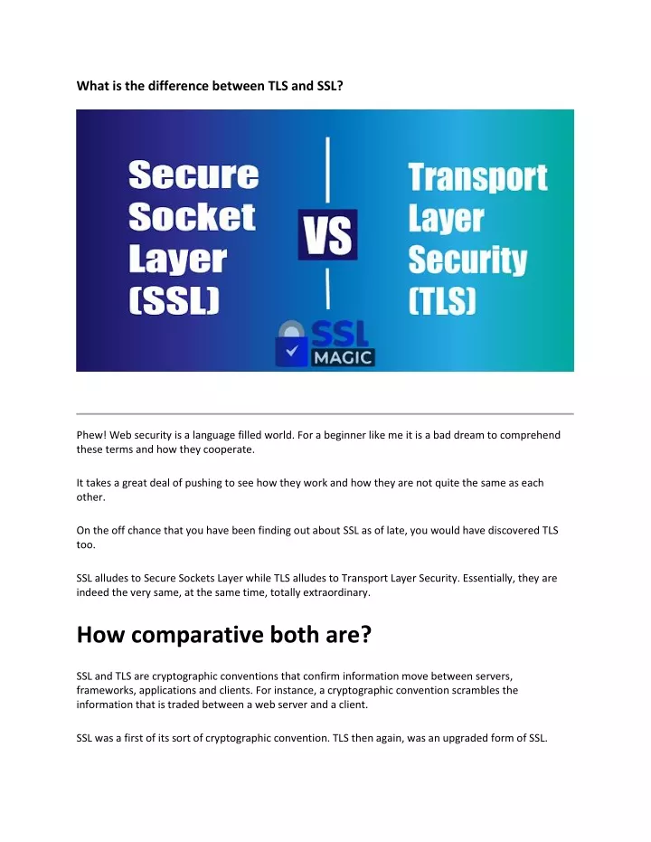 what is the difference between tls and ssl