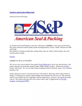 gaskets and gasket materials