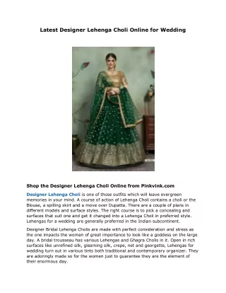 Latest Designer Lehenga Choli Online for Wedding