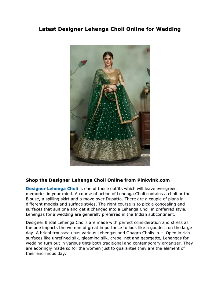 latest designer lehenga choli online for wedding