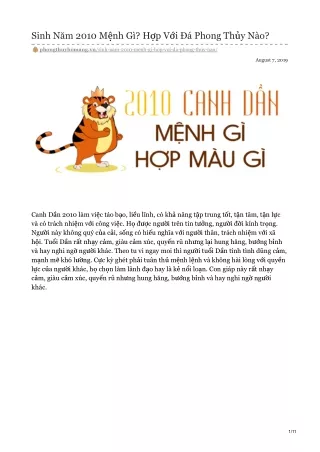 sinh n m 2010 m nh g h p v i phong th y n o