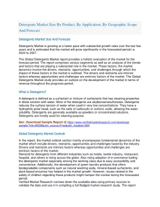 detergents market size by product by application