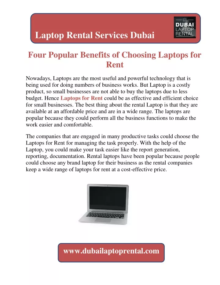laptop rental services dubai