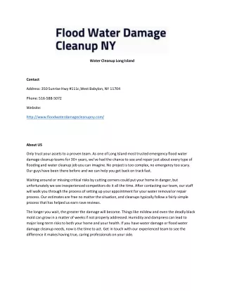 Water Cleanup Long Island