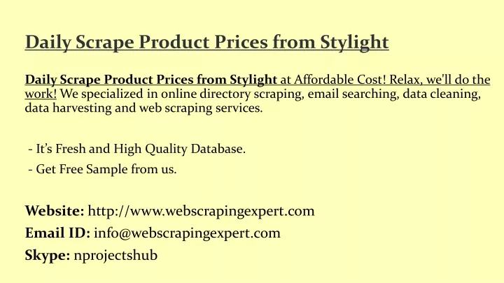 daily scrape product prices from stylight