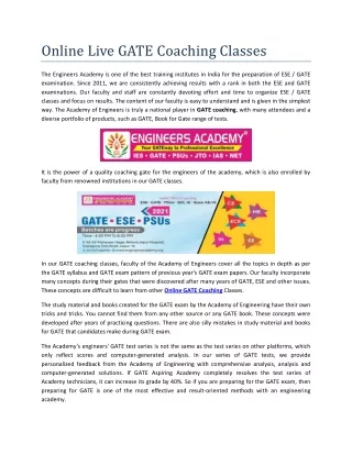 online live gate coaching classes