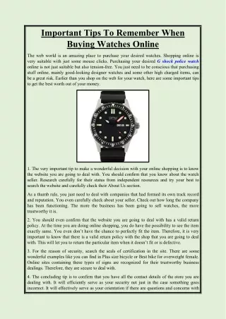 Important Tips To Remember When Buying Watches Online