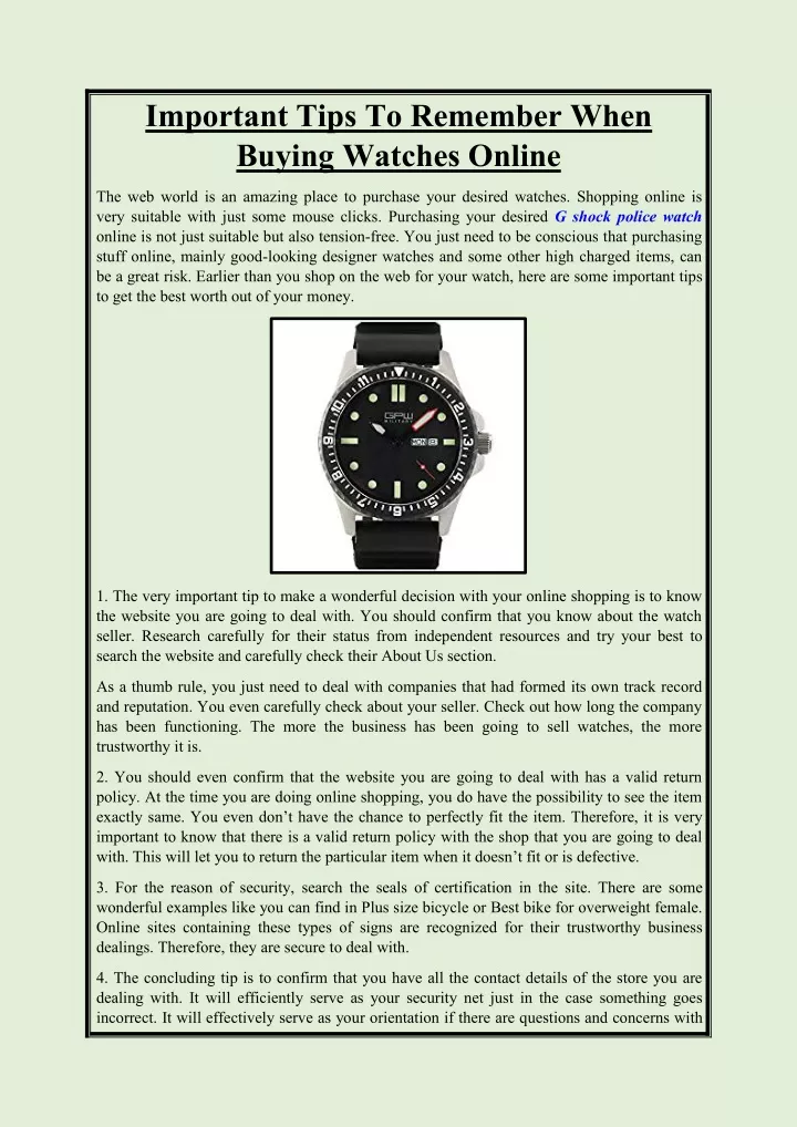 important tips to remember when buying watches