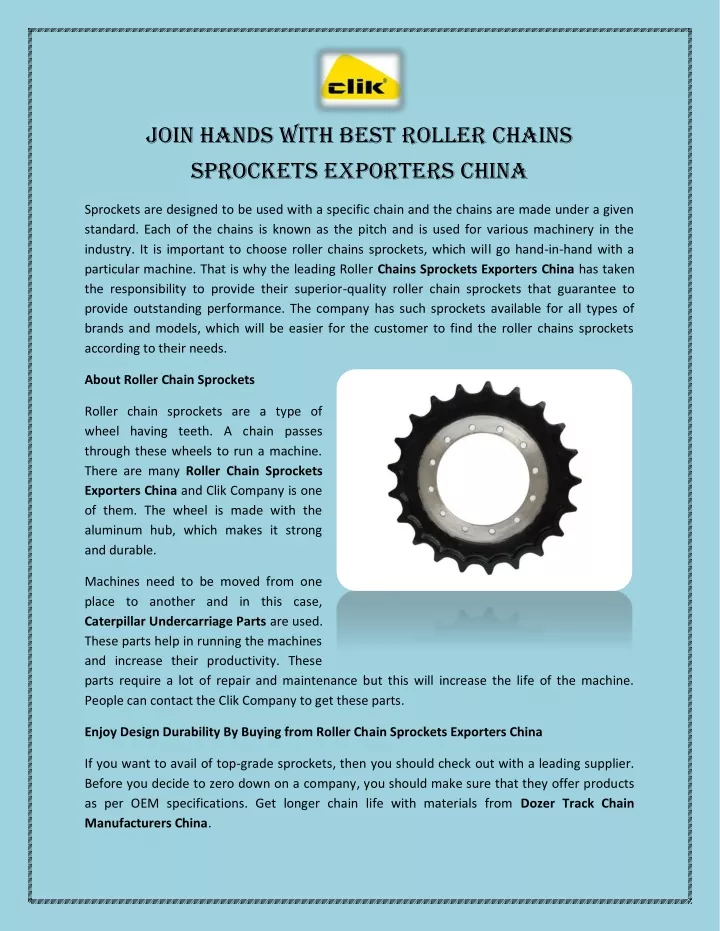 join hands with best roller chains sprockets