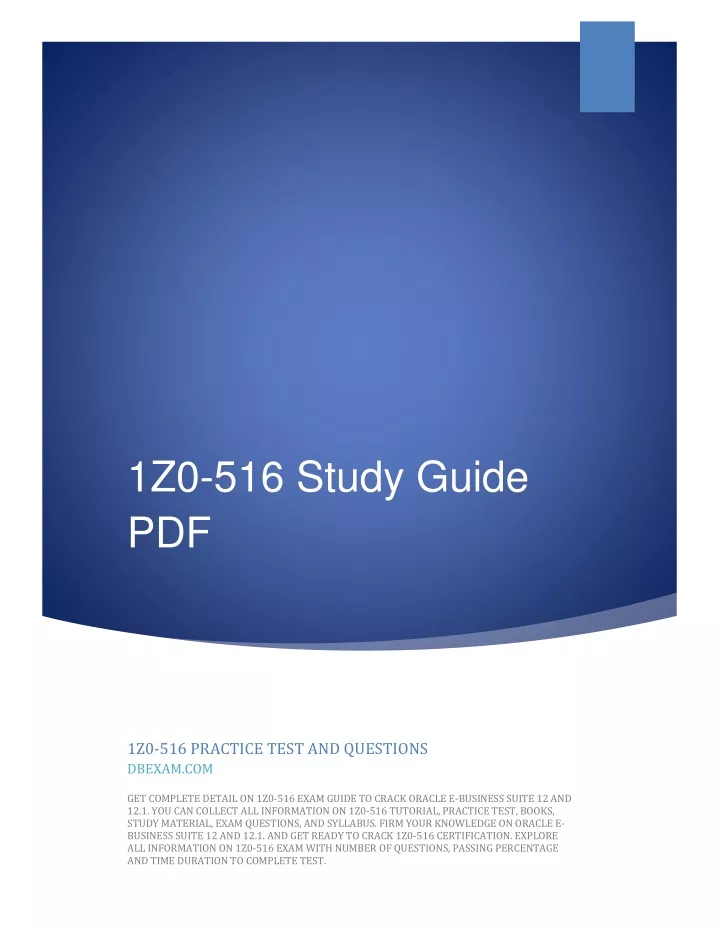 1z0 516 study guide pdf